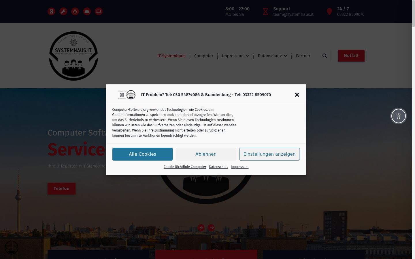 Screenshot van de toestemmingsbanner zoals getoond vóór enige interactie