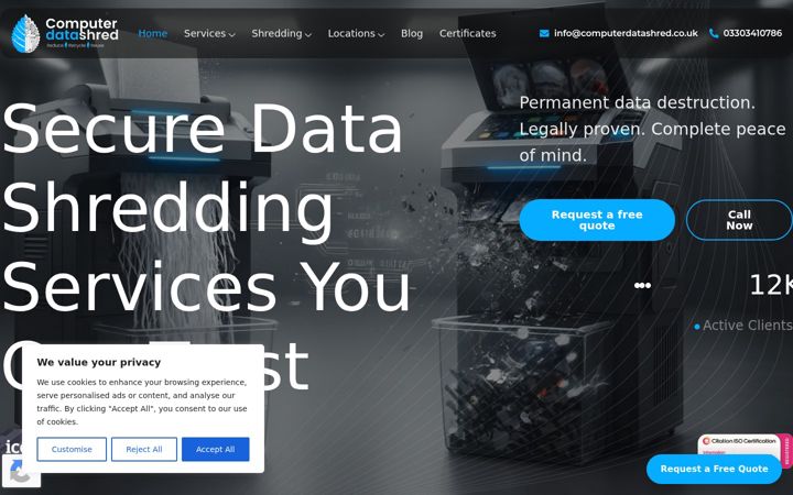 Screenshot of computerdatashred.co.uk