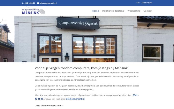 Kuvakaappaus sivustosta computerservicemensink.nl