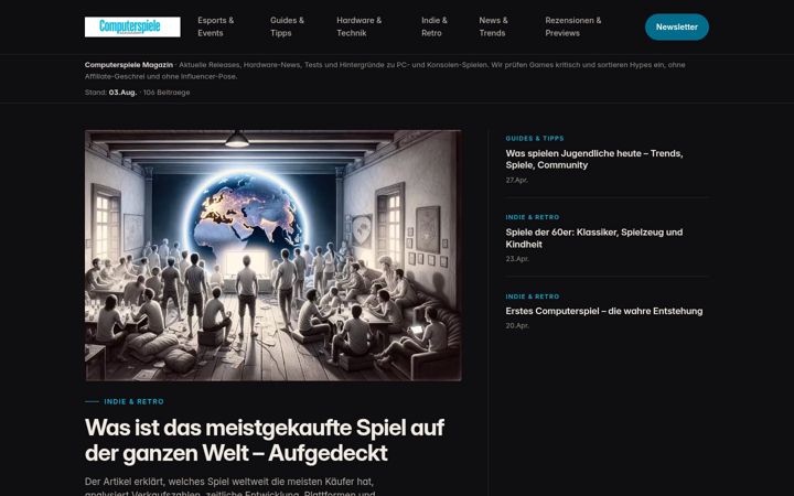 Screenshot of computerspiele-magazin.de