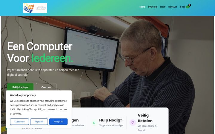 Kuvakaappaus sivustosta computersvoorminima.nl
