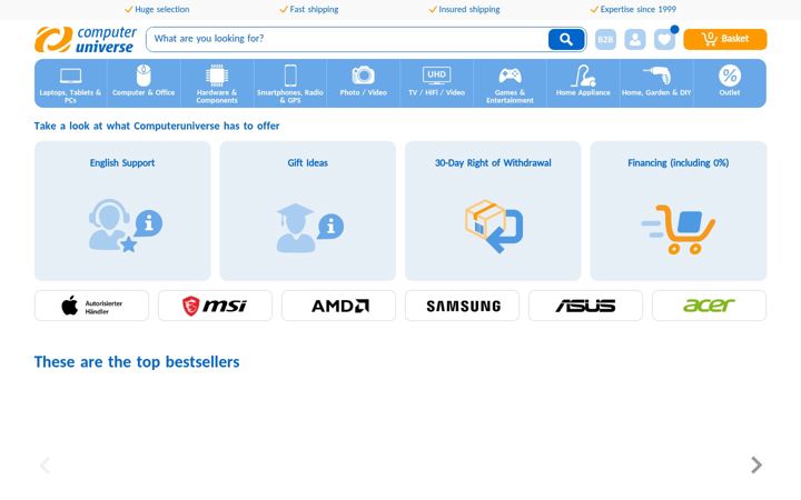 Screenshot του computeruniverse.net
