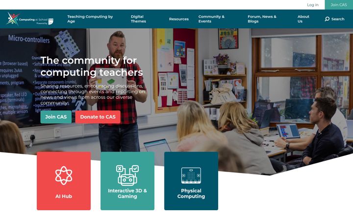 Screenshot of computingatschool.org.uk
