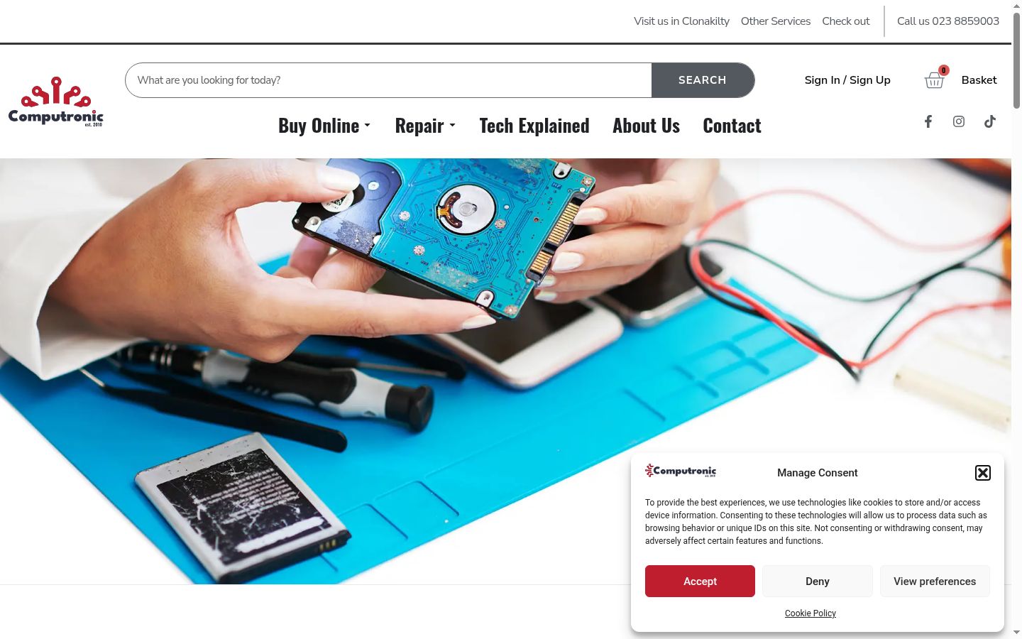 Screenshot del banner di consenso mostrato prima di qualsiasi interazione