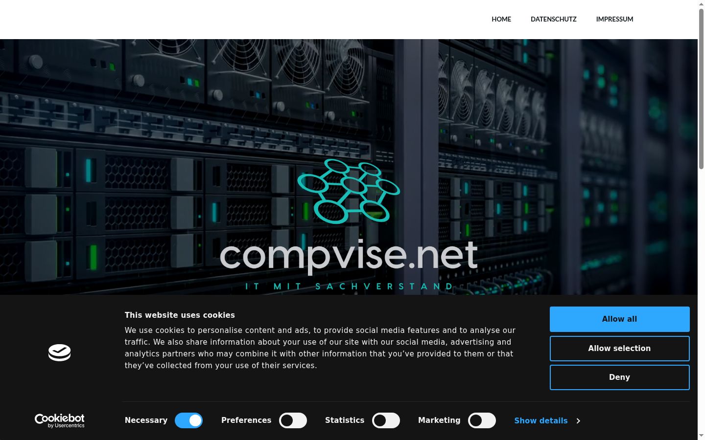 Screenshot del banner di consenso mostrato prima di qualsiasi interazione