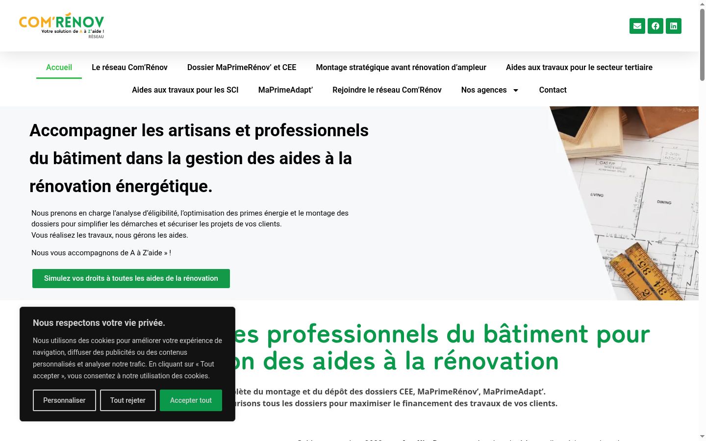 Captura de pantalla del banner de consentimiento mostrado antes de cualquier interacción