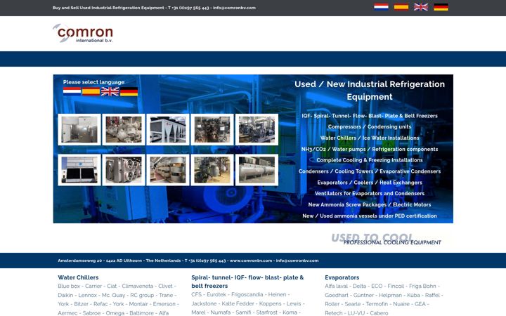 Screenshot of comronusedfreezers.com