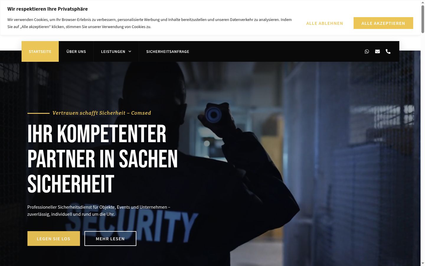Screenshot des Einwilligungsbanners vor jeglicher Interaktion