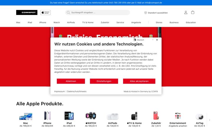 Screenshot of comspot.de