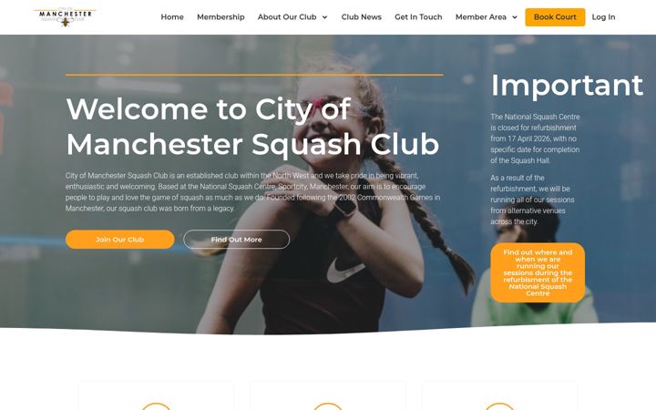 Screenshot of comsquash.club