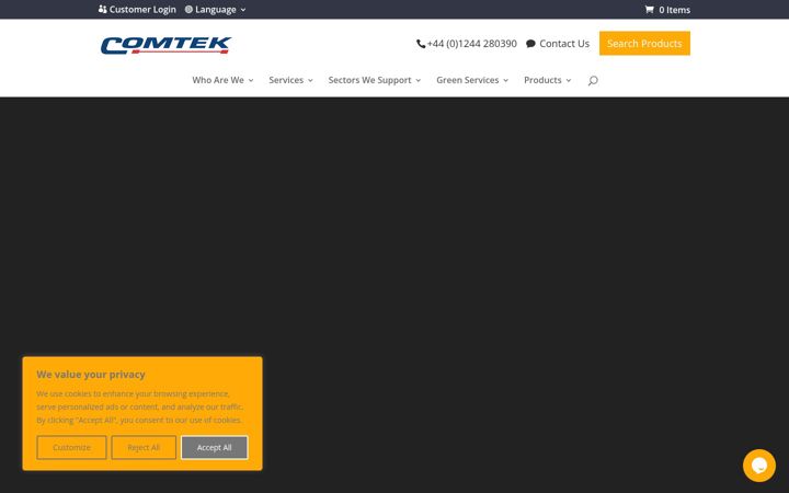Ekrano kopija comtek.co.uk