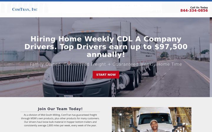 Screenshot of comtraninctruckingjobs.com