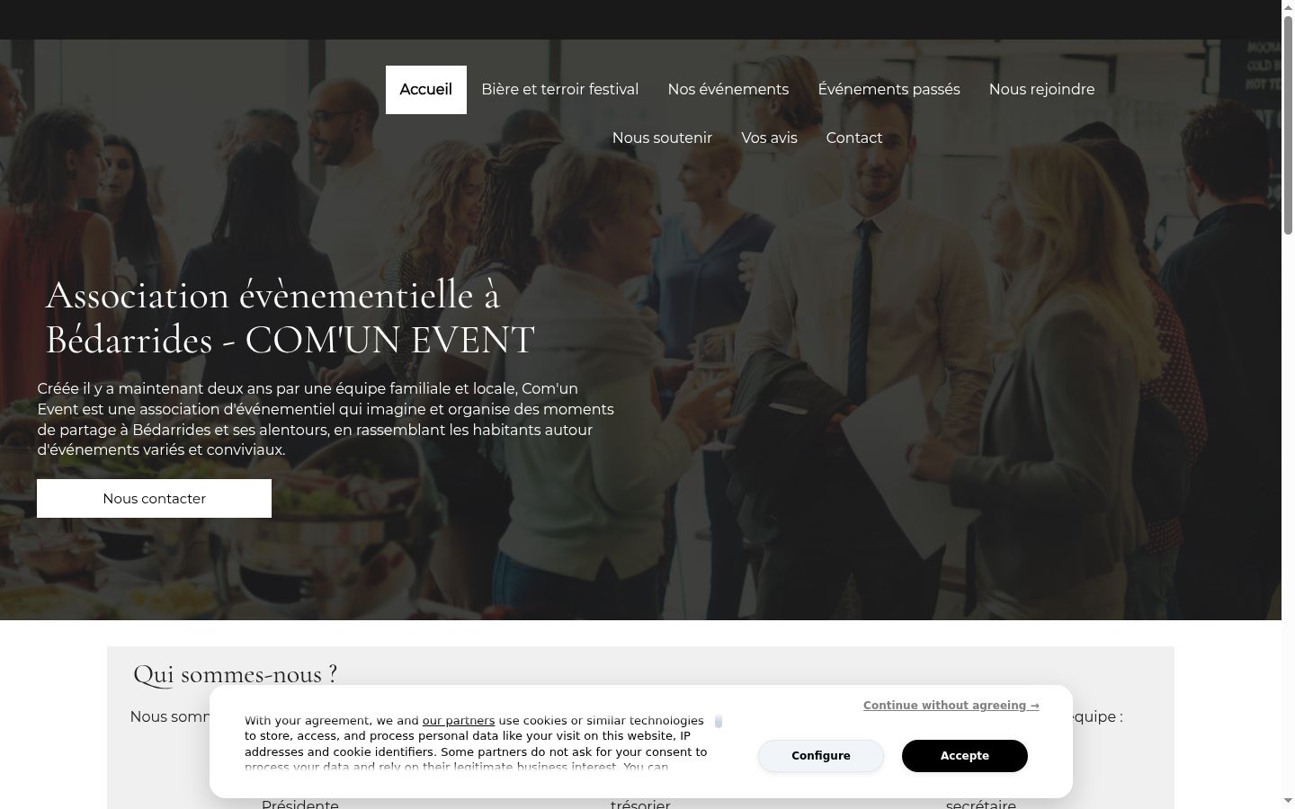 Screenshot del banner di consenso mostrato prima di qualsiasi interazione
