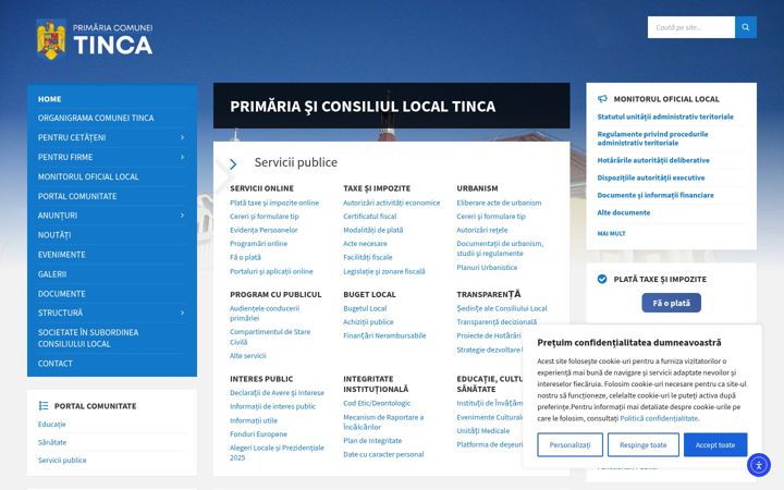 Screenshot van comuna-tinca.ro