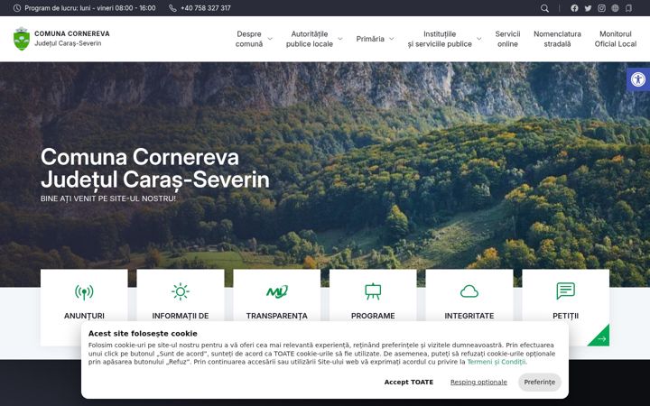 Screenshot van comunacornerevacs.ro