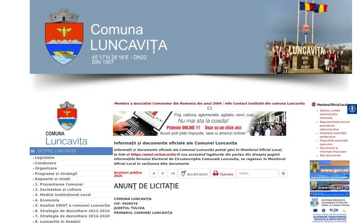 Capture d'écran de comunaluncavita.ro