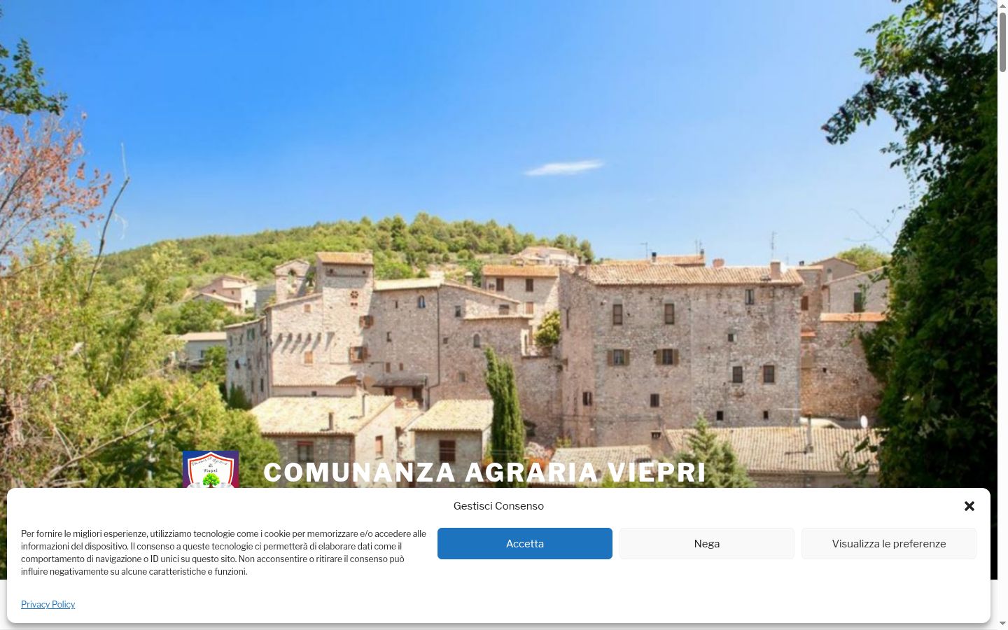 Screenshot del banner di consenso mostrato prima di qualsiasi interazione