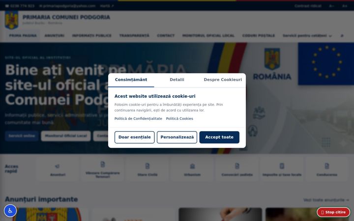 Screenshot of comunapodgoria.ro