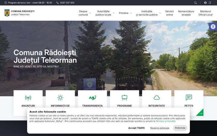 Screenshot of comunaradoiestitr.ro
