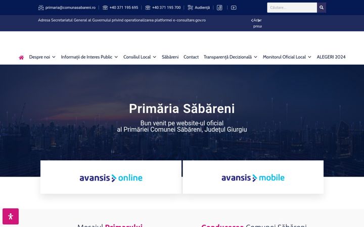 Screenshot van comunasabareni.ro
