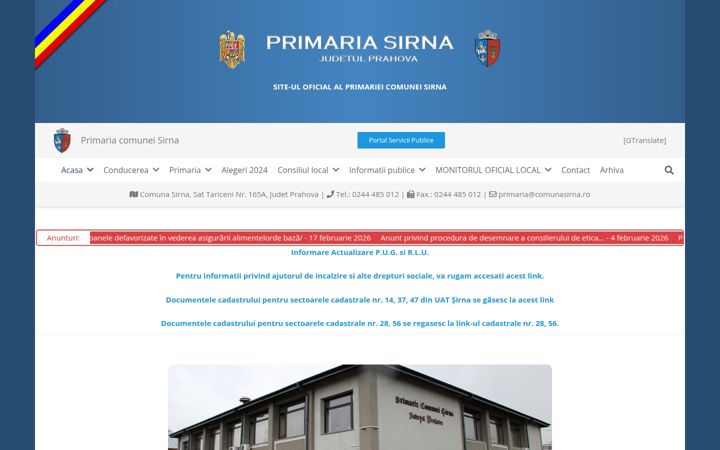 Screenshot van comunasirna.ro