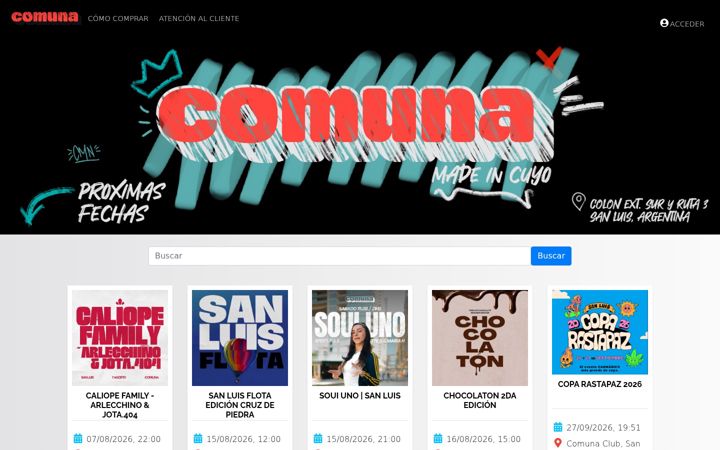 Screenshot of comunatickets.com.ar