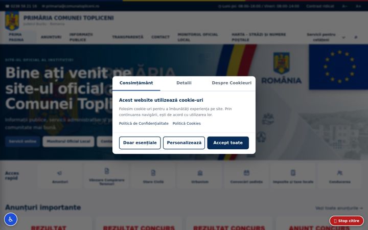 Screenshot van comunatopliceni.ro