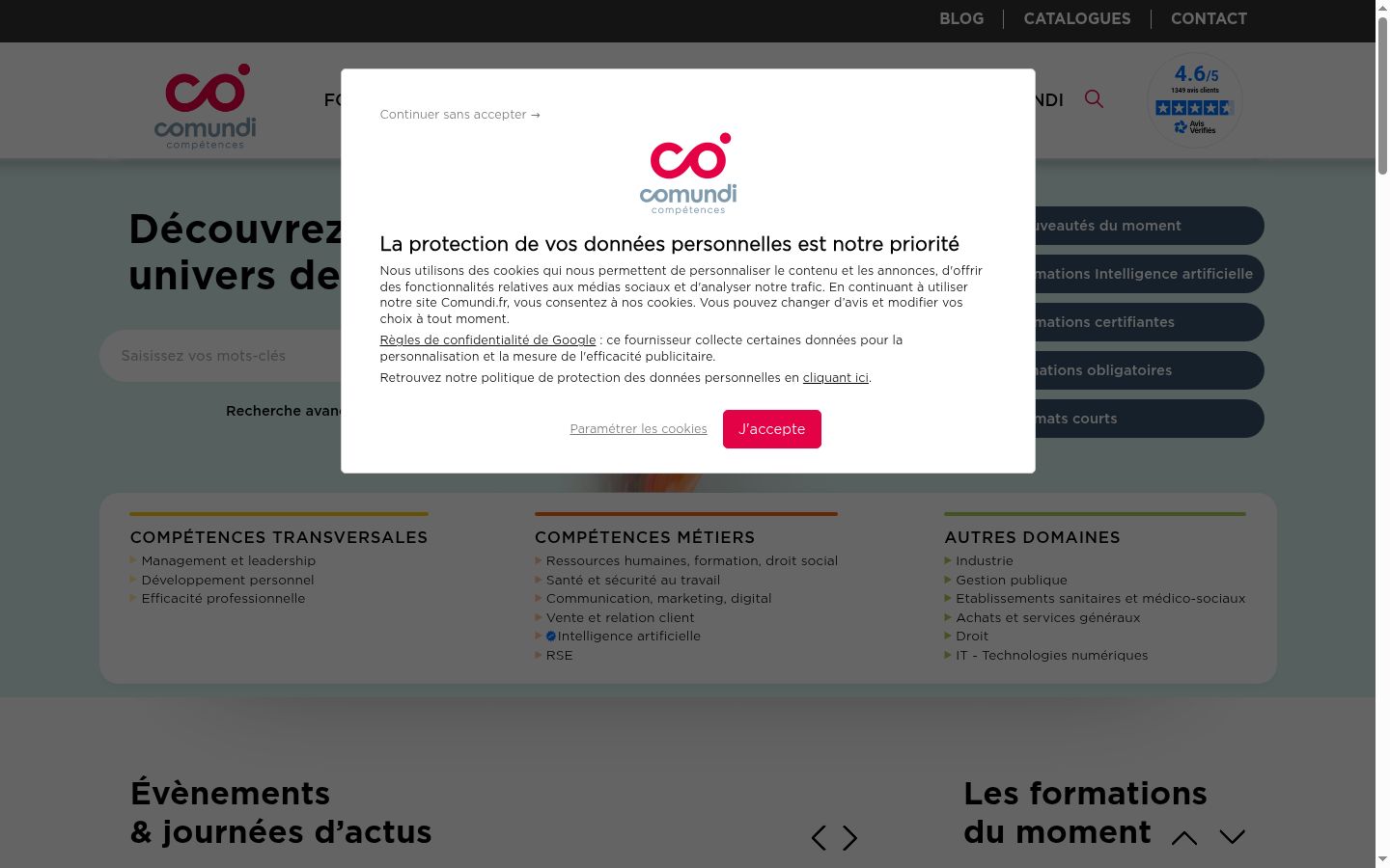 Captura de ecrã do banner de consentimento apresentado antes de qualquer interação
