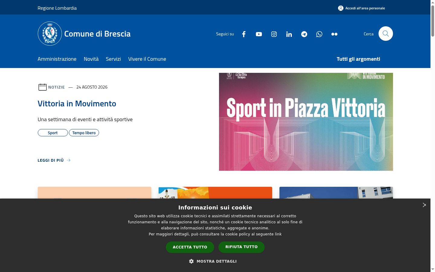 Screenshot del banner di consenso mostrato prima di qualsiasi interazione