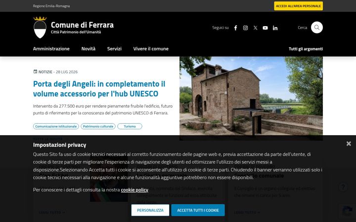 Screenshot ta' comune.ferrara.it