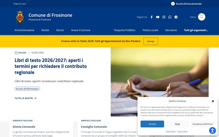Screenshot of comune.frosinone.it