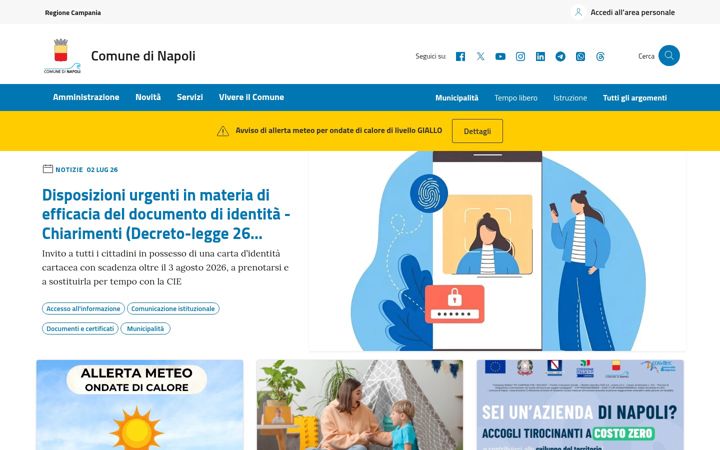 Screenshot of comune.napoli.it