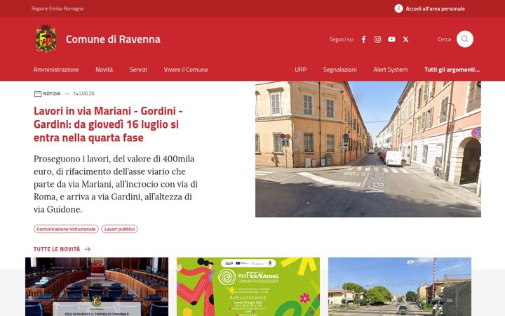 Screenshot of comune.ra.it