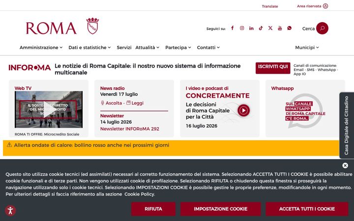 Screenshot του comune.roma.it