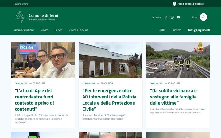 Snímek obrazovky comune.terni.it