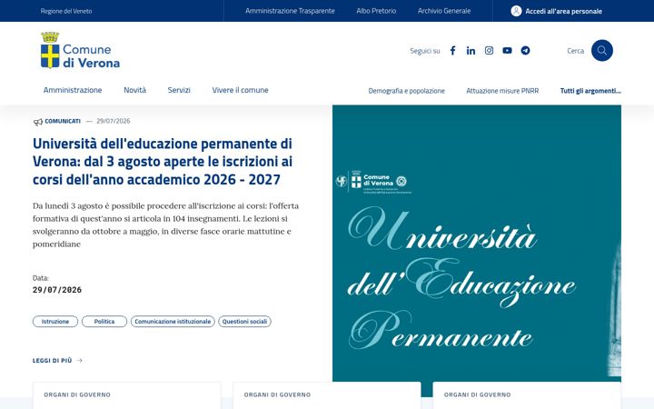 Screenshot of comune.verona.it