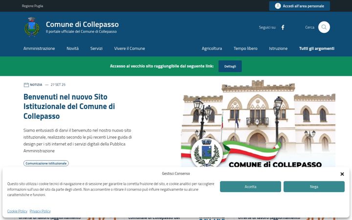 Screenshot of comunedicollepasso.le.it