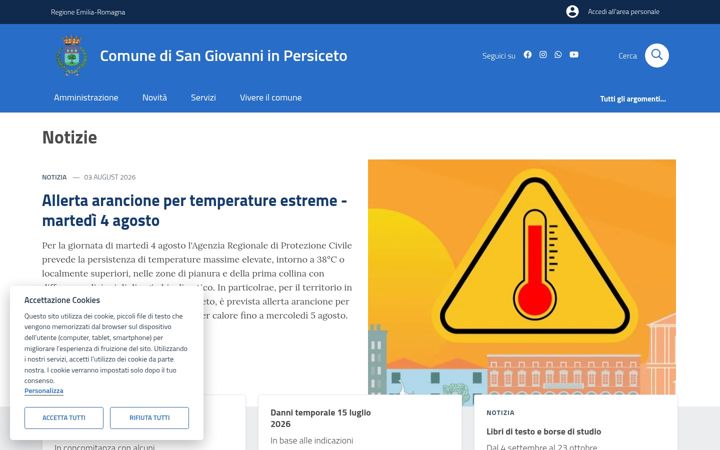 Screenshot of comunepersiceto.it