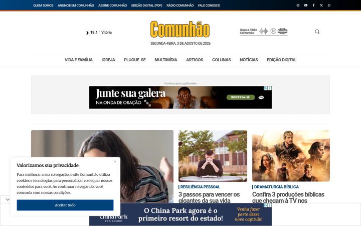 Screenshot of comunhao.com.br