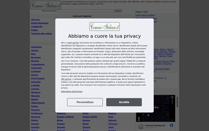 Screenshot of comuni-italiani.it