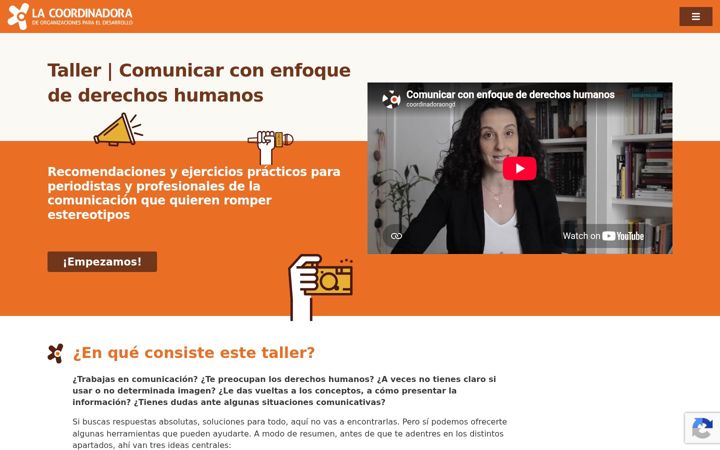 Screenshot stránky comunicacionyderechoshumanos.org