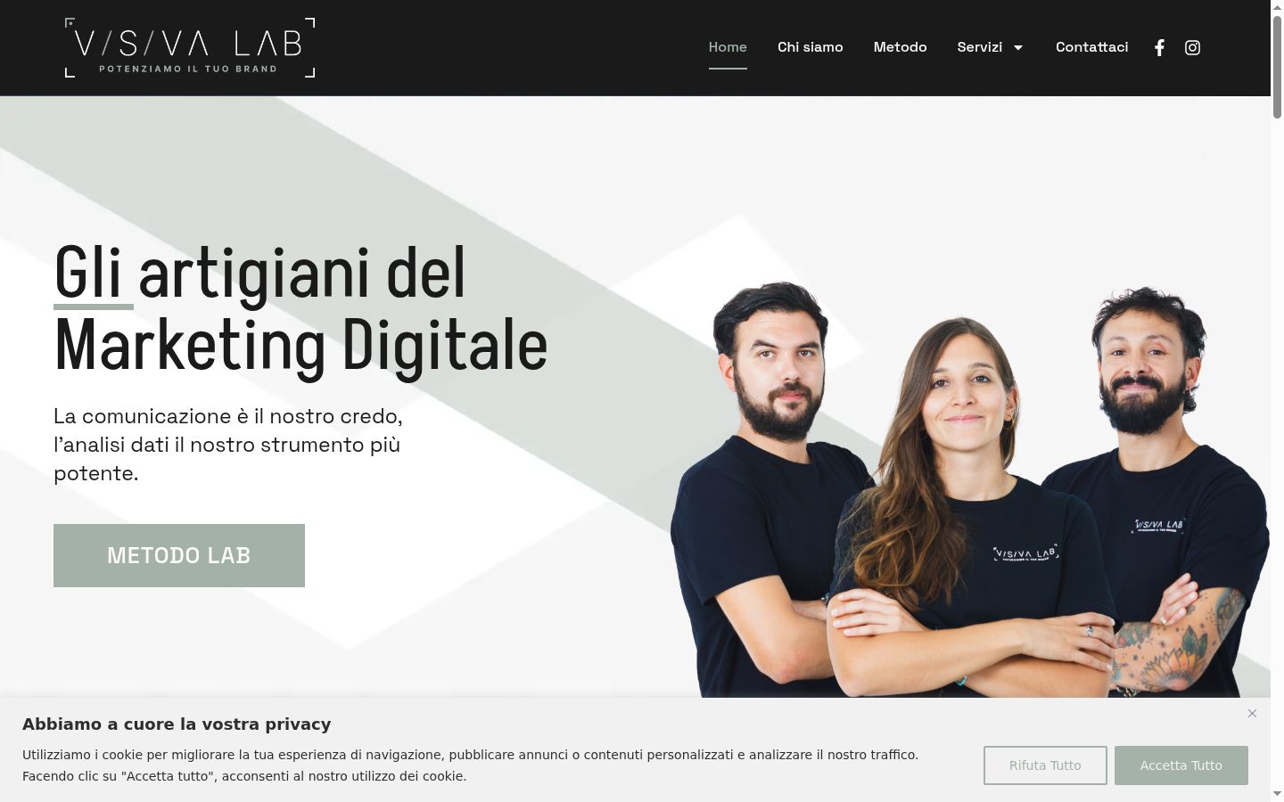 Screenshot del banner di consenso mostrato prima di qualsiasi interazione