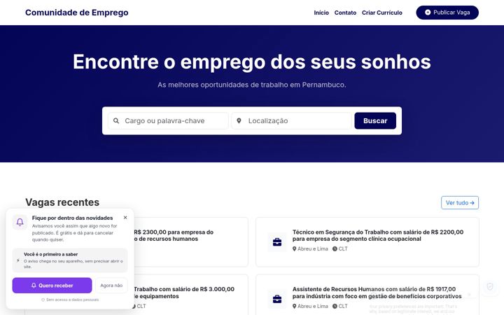 Screenshot of comunidadeempregope.com.br