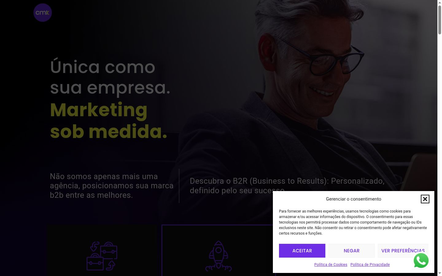 Captura de pantalla del banner de consentimiento mostrado antes de cualquier interacción
