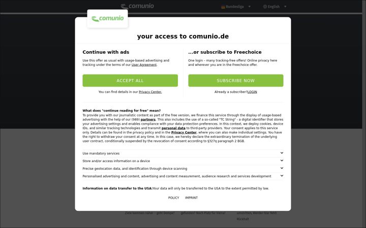 Screenshot of comunio.de