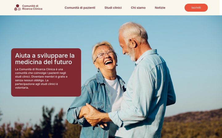 Екранна снимка на comunitadiricercaclinica.it