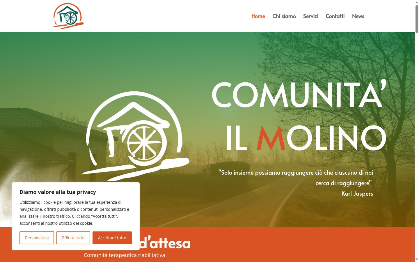 Screenshot del banner di consenso mostrato prima di qualsiasi interazione