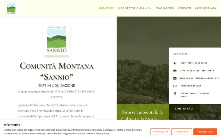 Screenshot of comunitamontanasannio.it