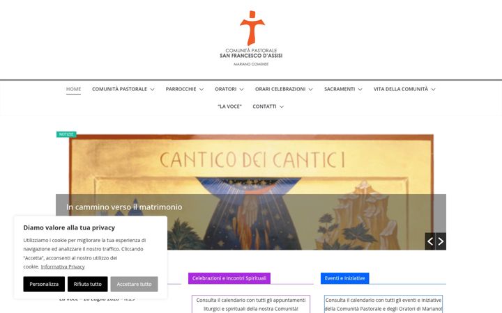Screenshot of comunitapastoralemariano.it