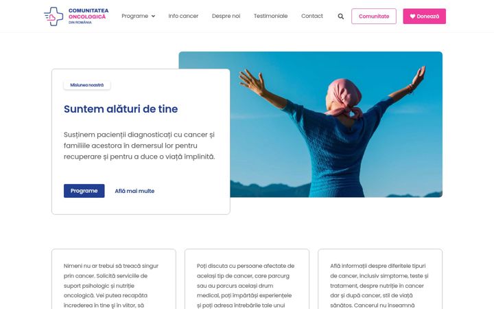 Screenshot van comunitateaoncologica.ro